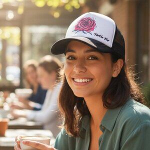 Tattoo Rose Turtle Fur Trucker Hat